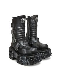 NEW ROCK Botki M-373SC-C1 Szary. Kolor: szary. Materiał: skóra. Styl: rockowy #6