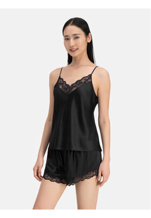 Dorina Szorty piżamowe Pure Silk DCSH0002SK002 Czarny Regular Fit. Kolor: czarny. Materiał: jedwab