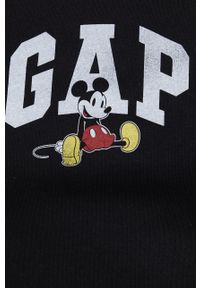 GAP bluza x Disney kolor czarny z kapturem z nadrukiem. Okazja: na co dzień. Typ kołnierza: kaptur. Kolor: czarny. Materiał: dzianina. Wzór: nadruk, motyw z bajki. Styl: casual