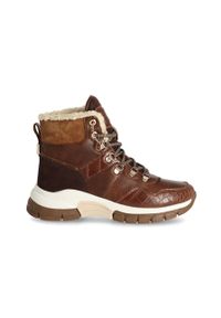 MEXX - Mexx - Trapery Ankle Boots Faylin. Nosek buta: okrągły. Zapięcie: sznurówki. Kolor: brązowy. Materiał: syntetyk, materiał, skóra ekologiczna, guma. Szerokość cholewki: normalna. Obcas: na obcasie. Wysokość obcasa: średni #1