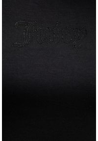 Juicy Couture - JUICY COUTURE Czarny damski t-shirt Capped Baby Sleeve, Rozmiar S. Okazja: na co dzień. Kolor: czarny. Materiał: materiał. Długość rękawa: krótki rękaw. Długość: krótkie. Styl: casual, klasyczny #6