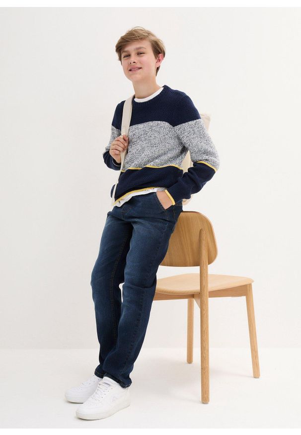 bonprix - Dżinsy chłopięce z gumką w talii, Regular Fit. Kolor: niebieski