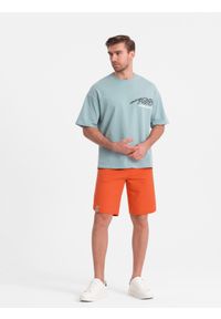 Ombre Clothing - Męskie szorty dresowe z zaokrągloną nogawką - pomarańczowe V5 OM-SRSK-0105 - XXL. Kolor: pomarańczowy. Materiał: dresówka. Wzór: ze splotem. Styl: sportowy #4