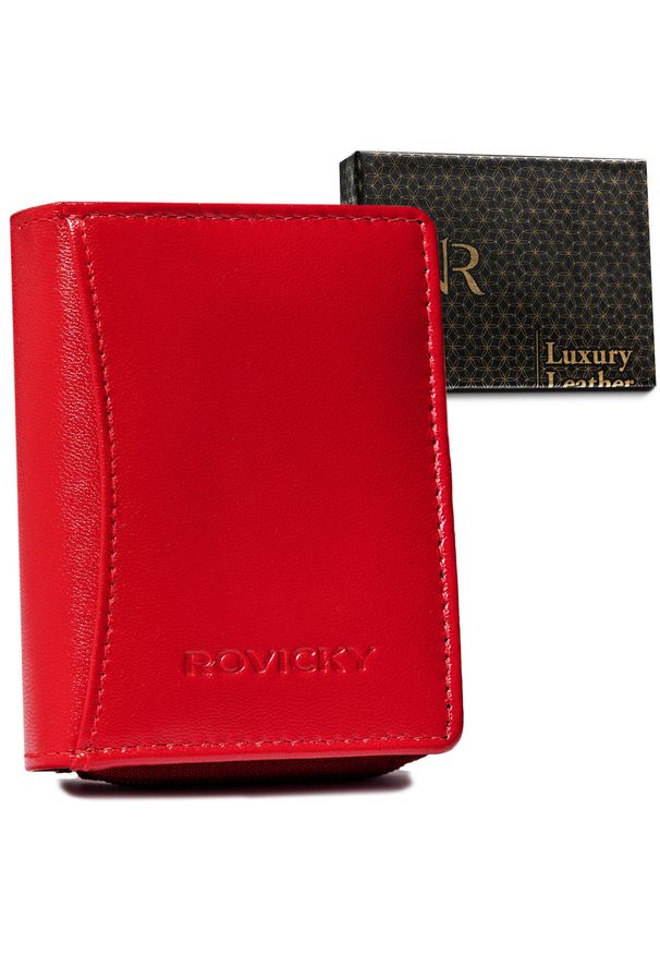 ROVICKY - Portfel skórzany Rovicky czerwony R-RD-34-GCL Red. Kolor: czerwony. Materiał: skóra