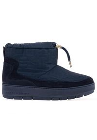 TOMMY HILFIGER - Buty Tommy Hilfiger Tommy Monogram Snowboot FW0FW07637-DW6 - granatowe. Kolor: niebieski. Materiał: skóra, zamsz, materiał, guma. Szerokość cholewki: normalna. Sezon: zima #1