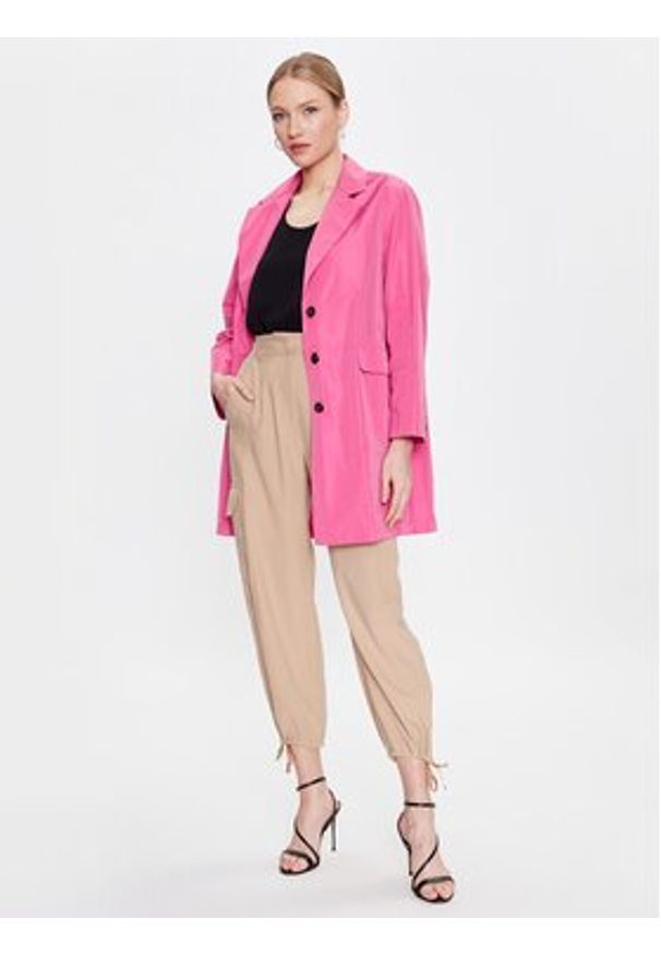 Marella Płaszcz przejściowy Ampolla 2330210534 Różowy Regular Fit. Kolor: różowy. Materiał: wiskoza, syntetyk