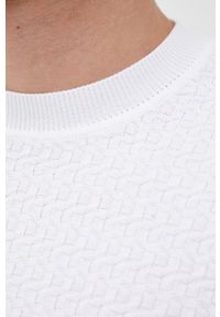 Hugo - HUGO sweter bawełniany 50465207 męski kolor biały. Okazja: na co dzień. Kolor: biały. Materiał: bawełna. Długość rękawa: długi rękaw. Długość: długie. Styl: casual #5