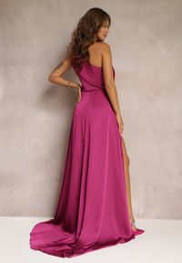 Renee - Fioletowa Elegancka Sukienka na Jedno Ramię o Asymetrycznym Fasonie Leylane. Kolor: fioletowy. Typ sukienki: asymetryczne. Styl: elegancki. Długość: maxi