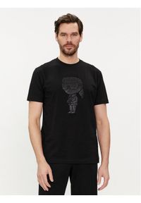 Karl Lagerfeld - KARL LAGERFELD T-Shirt 755425 542241 Czarny Regular Fit. Typ kołnierza: dekolt w karo. Kolor: czarny. Materiał: bawełna #1