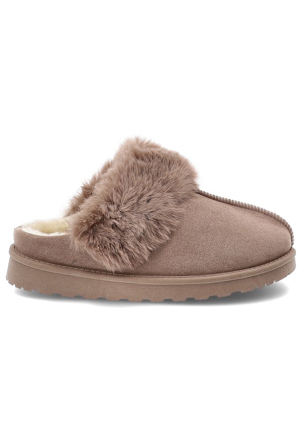 Brązowe Kapcie Vinceza Ciepłe Domowe Obuwie Damskie. Okazja: do domu. Kolor: brązowy. Materiał: materiał. Szerokość cholewki: normalna