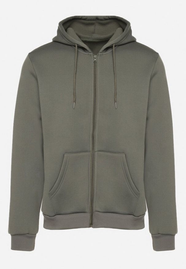 Born2be - Zielona Rozpinana Bluza z Bawełną i Kapturem Typu Oversize Diosa. Okazja: na co dzień. Kolor: zielony. Materiał: bawełna. Sezon: wiosna, jesień. Styl: casual, klasyczny