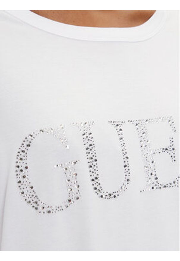 Guess T-Shirt E5GI07 K68D2 Biały Regular Fit. Kolor: biały. Materiał: wiskoza