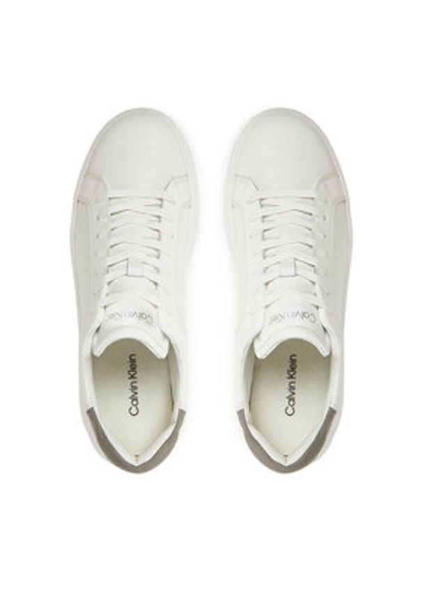Calvin Klein Sneakersy Low Top Lace Up Lth HM0HM01016 Biały. Kolor: biały. Materiał: skóra