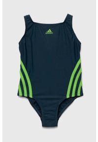 adidas Performance jednoczęściowy strój kąpielowy dziecięcy kolor zielony. Kolor: zielony. Materiał: materiał, dzianina. Rodzaj stanika: odpinane ramiączka #1