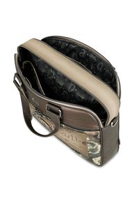 Brązowa Aktówka Anekke Elegancka Damska Torba Na Laptopa. Kolor: brązowy. Wzór: haft, napisy. Styl: elegancki #9