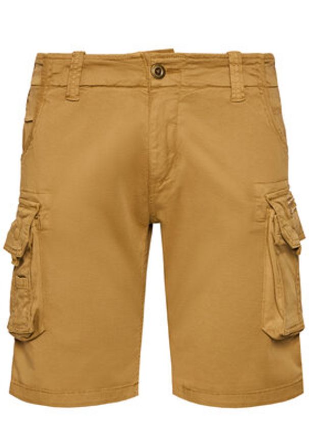 Alpha Industries Szorty materiałowe Crew 176203 Brązowy Slim Fit. Kolor: brązowy. Materiał: bawełna, materiał