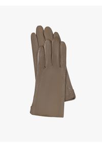 Ryłko - Beżowe, skórzane rękawiczki damskie RĘKAWICZKI. Kolor: beżowy. Materiał: skóra. Styl: street #1