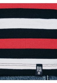 Big-Star - Koszulka męska polo w kolorowe paski Seulir 603. Okazja: na co dzień. Typ kołnierza: polo. Kolor: czerwony. Materiał: dzianina, żakard, jeans. Wzór: paski, kolorowy. Styl: klasyczny, street, elegancki, casual #5