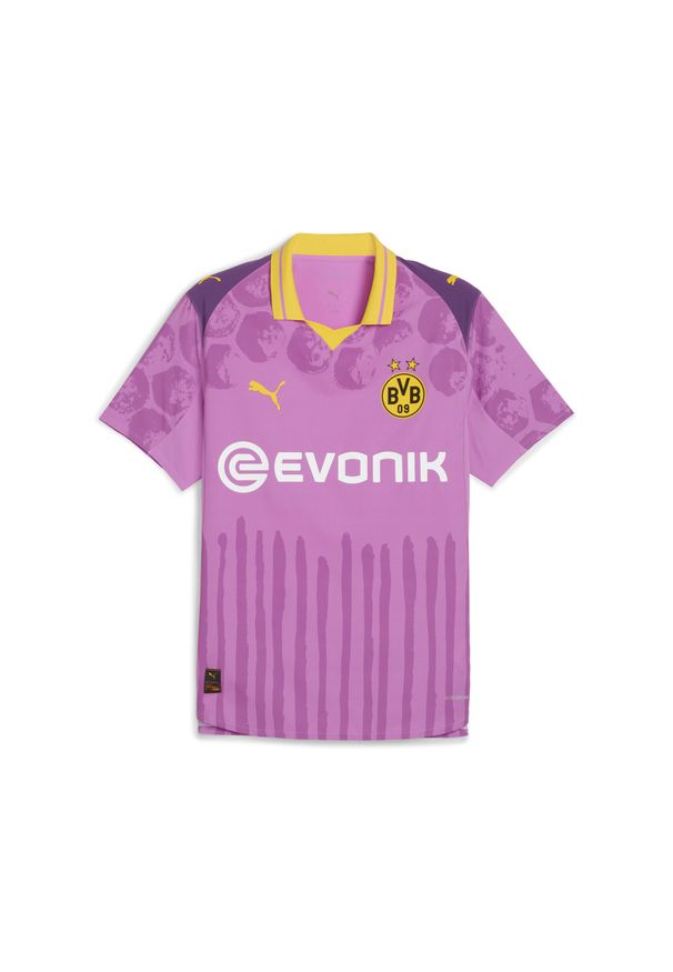 Puma - Męska autentyczna koszulka KIDSUPER × BORUSSIA DORTMUND PUMA. Kolor: różowy. Wzór: kolorowy, geometria. Sport: piłka nożna