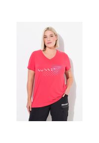 ULLA POPKEN - Damskie Bluzka funkcyjna szybkoschnąca dekolt w serek rękaw 1/2. Typ kołnierza: dekolt w serek. Kolekcja: plus size. Kolor: różowy. Materiał: poliester, materiał, elastan #1