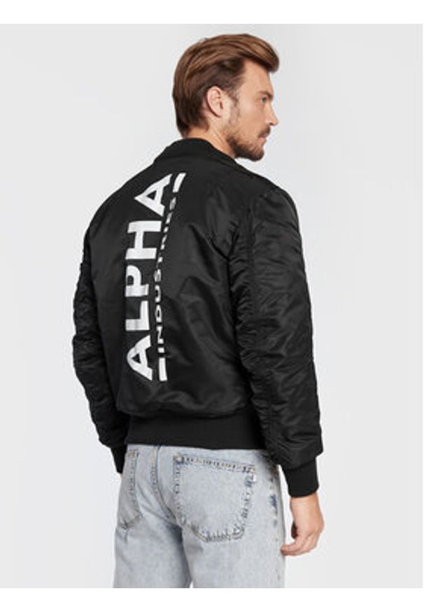 Alpha Industries Kurtka bomber Back Print 128113 Czarny Regular Fit. Kolor: czarny. Materiał: syntetyk. Wzór: nadruk