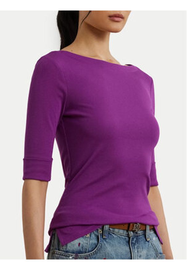 Lauren Ralph Lauren - LAUREN RALPH LAUREN Bluzka 200654963192 Fioletowy Slim Fit. Kolor: fioletowy. Materiał: bawełna