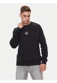 Calvin Klein Jeans Sweter Monologo J30J325671 Czarny Regular Fit. Kolor: czarny. Materiał: bawełna