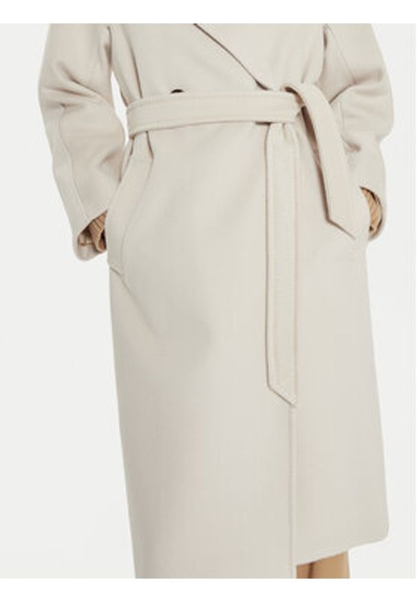 Weekend Max Mara Płaszcz wełniany Resina 2425016092 Écru Regular Fit. Materiał: wełna
