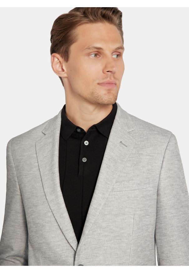 Pako Lorente - PAKO LORENTE - Szara marynarka melanż z dzianiny. Kolor: szary. Materiał: dzianina. Wzór: melanż. Sezon: jesień