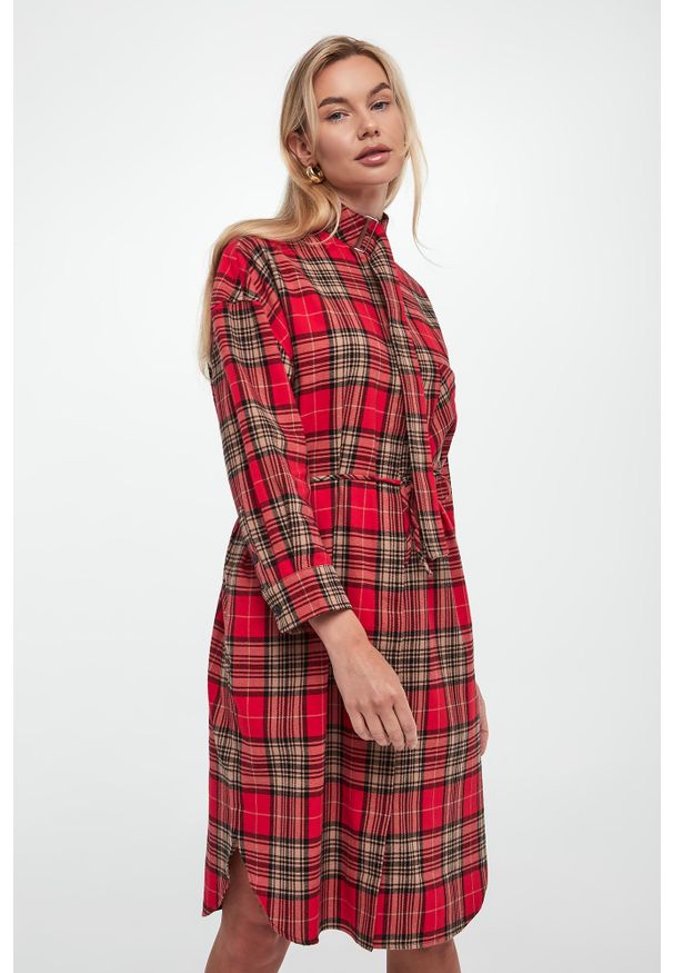 JOOP! Jeans - Sukienka koszulowa w kratkę Danny JOOP! JEANS. Wzór: kratka. Typ sukienki: koszulowe