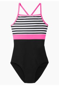 bonprix - Kostium kąpielowy. Kolor: biały. Materiał: materiał. Wzór: paski #1