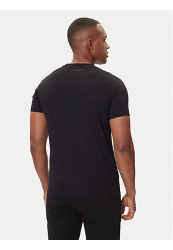 Karl Lagerfeld - KARL LAGERFELD T-Shirt 755061 554242 Czarny Regular Fit. Typ kołnierza: dekolt w karo. Kolor: czarny. Materiał: bawełna