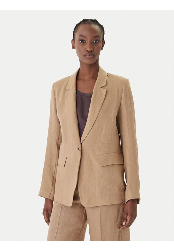 Marella Marynarka Vincita 2615041012 Écru Regular Fit. Materiał: len