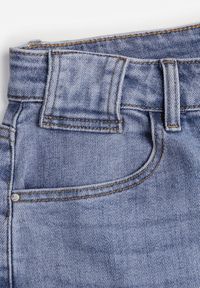 Born2be - Niebieskie Jeansy o Kroju Mom Fit z Bawełną i Wysokim Stanem Galon. Okazja: na co dzień. Stan: podwyższony. Kolor: niebieski. Długość: krótkie. Wzór: gładki. Styl: casual, klasyczny #6