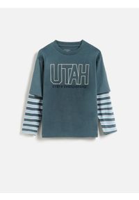 Reserved - Bawełniany longsleeve - granatowy. Kolor: niebieski. Materiał: bawełna. Długość rękawa: długi rękaw #1