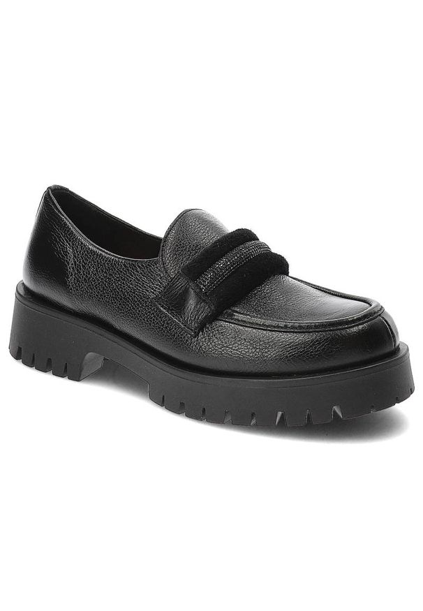 Czarne Półbuty Lemar Eleganckie Skórzane Buty. Kolor: czarny. Materiał: skóra. Szerokość cholewki: normalna. Styl: elegancki