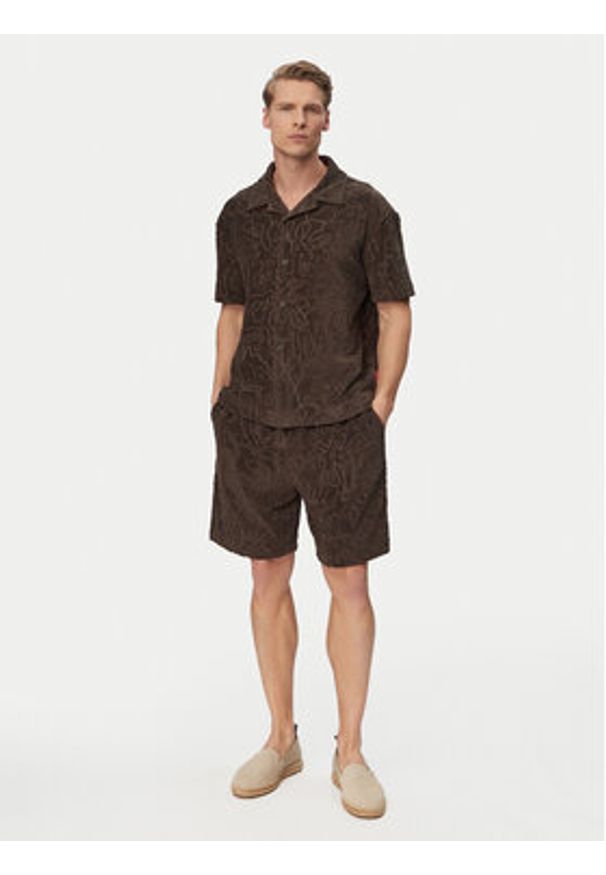 JOOP! Jeans Koszula Moana 30101962 Brązowy ciemny Regular Fit. Kolor: brązowy. Materiał: bawełna