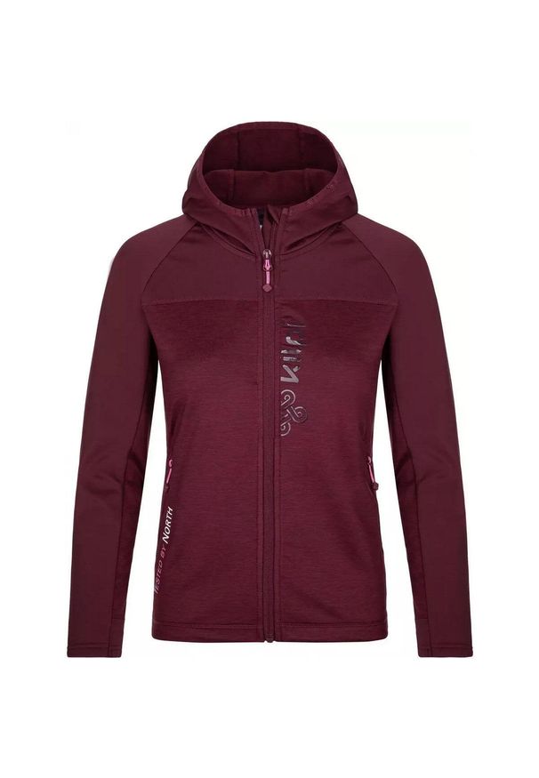 Damska warstwa środkowa z kapturem Kilpi LAYANA-W. Typ kołnierza: kaptur. Kolor: czerwony. Materiał: polar. Sport: turystyka piesza