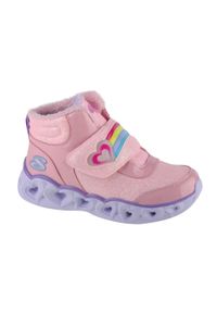 skechers - Buty zimowe dziewczęce, Skechers Heart Lights - Brilliant Rainbow. Wysokość cholewki: za kostkę. Zapięcie: rzepy. Kolor: różowy. Materiał: materiał, tkanina, syntetyk. Szerokość cholewki: normalna. Sezon: zima. Sport: turystyka piesza