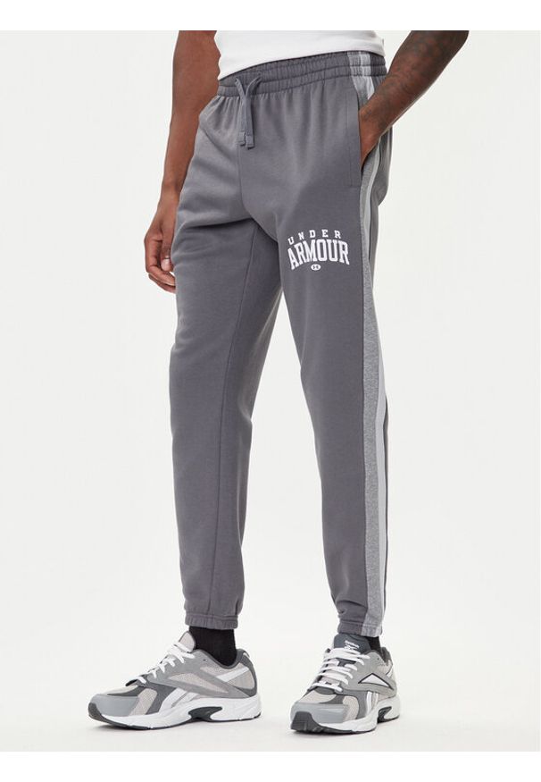 Under Armour Spodnie dresowe Ua Rival Fleece Colorblock 6003954 Szary Loose Fit. Kolor: szary. Materiał: bawełna
