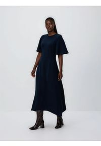 Reserved - Sukienka maxi - granatowy. Kolor: niebieski. Materiał: tkanina. Typ sukienki: proste. Długość: maxi #1