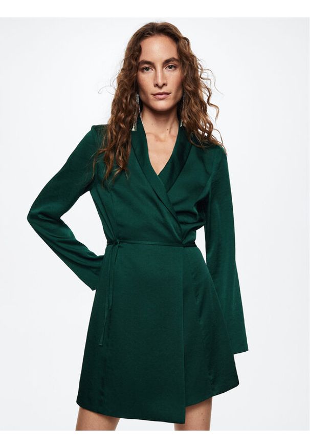 mango - Sukienka koktajlowa Mango. Kolor: zielony. Styl: wizytowy