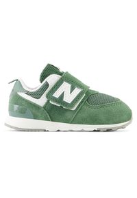 Buty niemowlęce New Balance NW574FGG – zielone. Zapięcie: rzepy. Kolor: zielony. Materiał: syntetyk, materiał. Szerokość cholewki: normalna. Model: New Balance 574