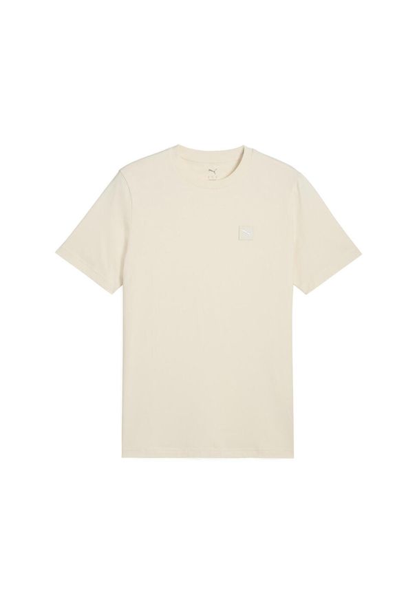 Puma - Męska koszulka Essentials Elevated PUMA No Dye Color Mix. Kolor: beżowy. Wzór: aplikacja, haft