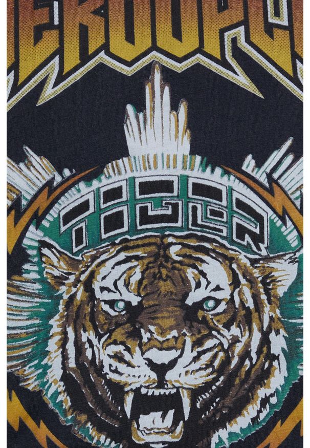 The Kooples t-shirt bawełniany kolor szary. Okazja: na co dzień. Typ kołnierza: golf. Kolor: szary. Materiał: bawełna. Wzór: nadruk. Styl: casual