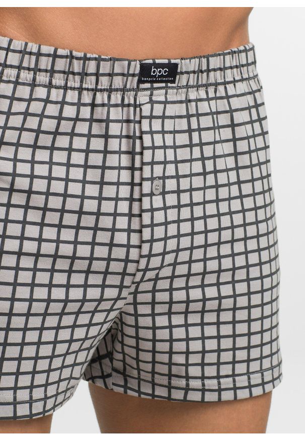 bonprix - Luźniejsze bokserki z bawełnianego dżerseju (3 pary). Kolor: szary. Materiał: jersey, bawełna. Wzór: gładki