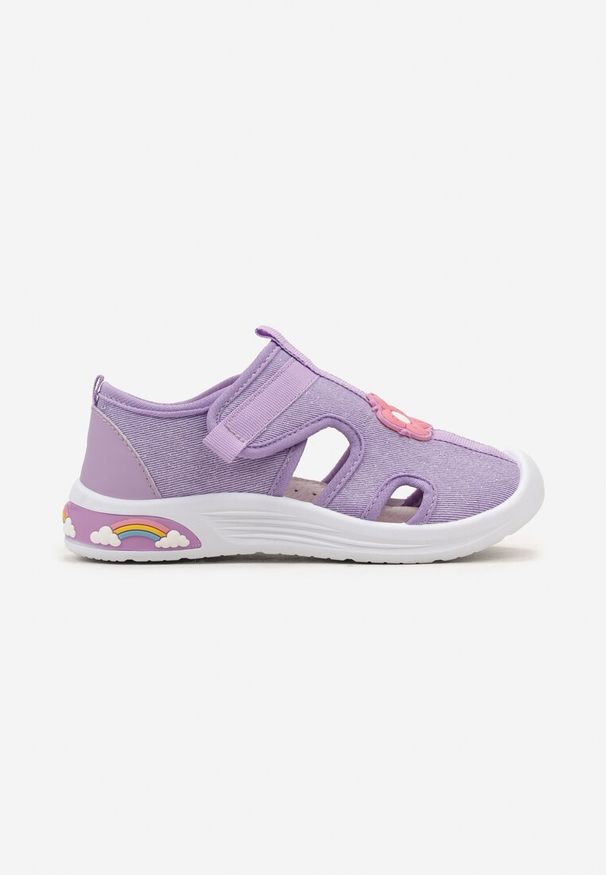 Born2be - Fioletowe Tenisówki ze Skórzaną Wkładką i Zabudowaną Cholewką na Rzep Wearila. Zapięcie: rzepy. Kolor: fioletowy. Materiał: skóra. Wzór: aplikacja. Styl: sportowy