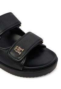 TOMMY HILFIGER - Tommy Hilfiger Klapki Double Strap Leather Sandal FW0FW09121 Czarny. Kolor: czarny. Materiał: skóra #5