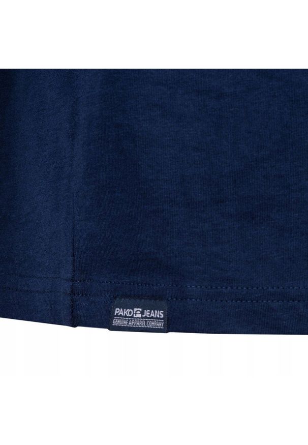 T-Shirt (Koszulka) Męska - Pako Jeans - Granatowa, Nadruk, Print. Okazja: na co dzień. Kolor: niebieski. Materiał: bawełna. Wzór: nadruk. Styl: casual