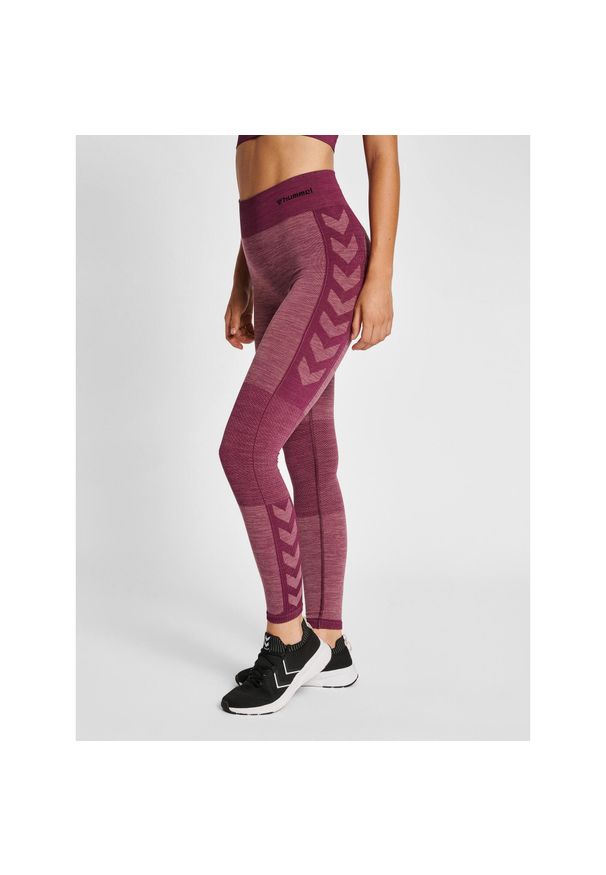 Damskie legginsy mid-rise Hummel Clea. Kolor: fioletowy. Materiał: dzianina, materiał. Wzór: jodełka